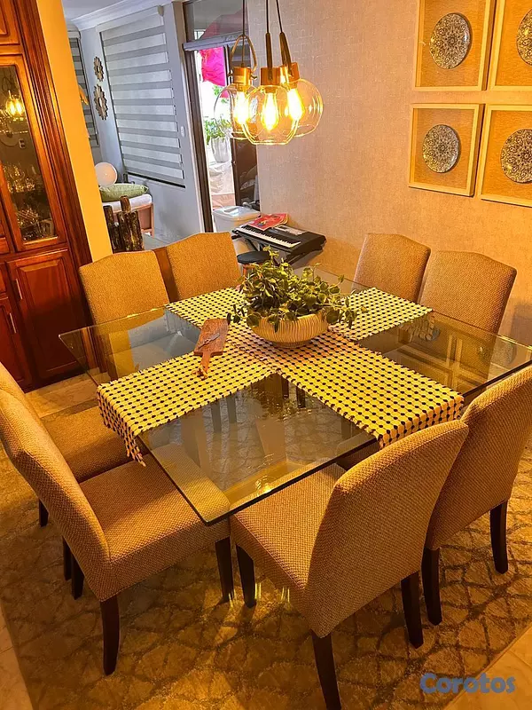 muebles y colchones - PERFECTO COMEDOR CUADRADO DE 8 SILLAS 2