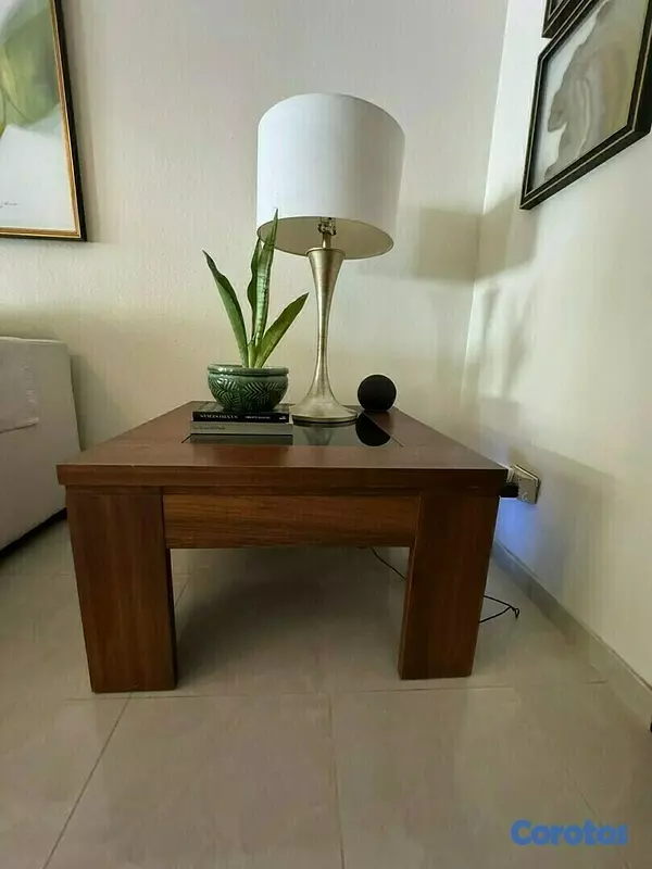 muebles y colchones - Juego de mesas de centro y lateral madera/cristal 4