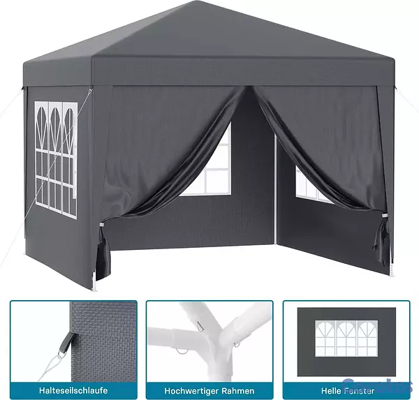herramientas, jardines y exterior - Pabellón de 3 x 3 m en color gris con protección  2