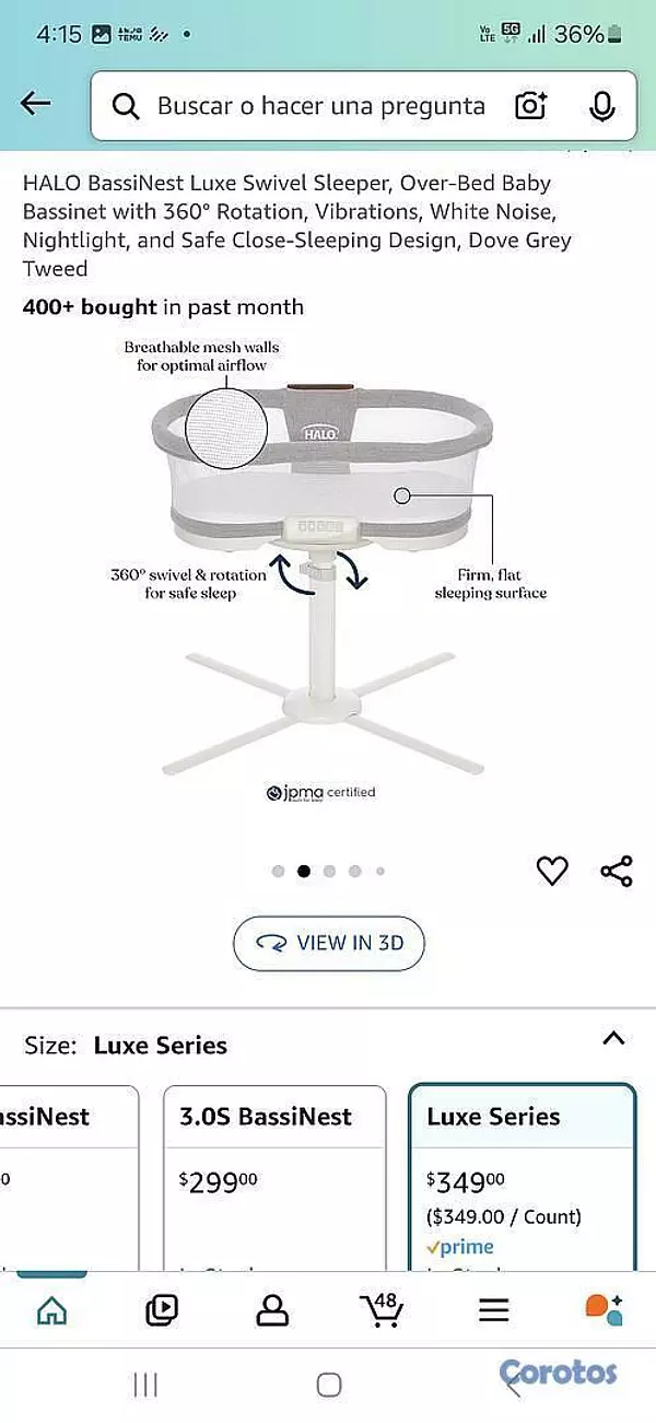muebles - Moisés para bebé versión de lujo,
Marca Halo.
Súper práctico  3