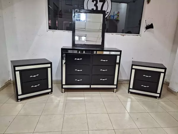 muebles y colchones - Gavetero y 2 Mesas de Noche Enmarcadas  1