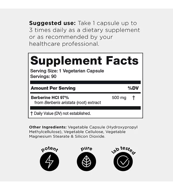 Salud y Equipamiento Médico - Berberina Hcl Ultra Alta Resistencia Del Himalaya 97% 90 Cap 2