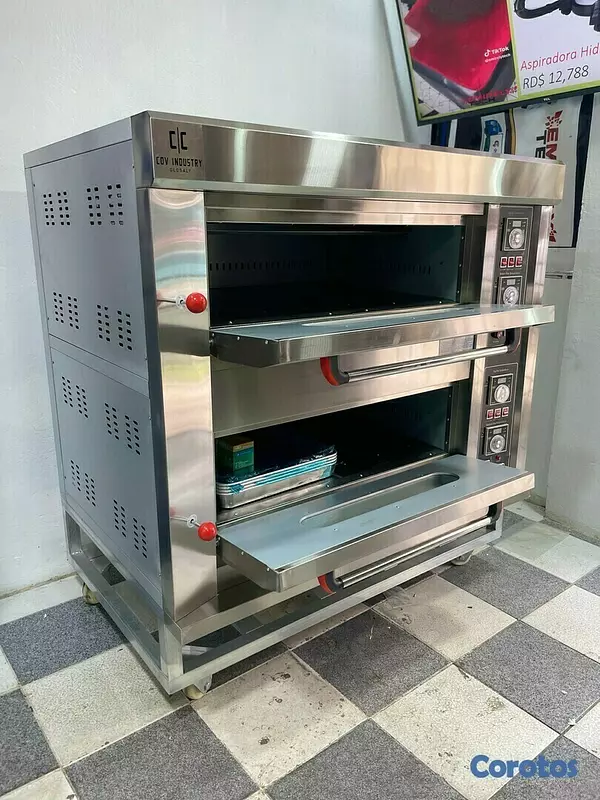 equipos profesionales - Horno cocina industrial de doble cabina para carnes pan pizza reposteria 9