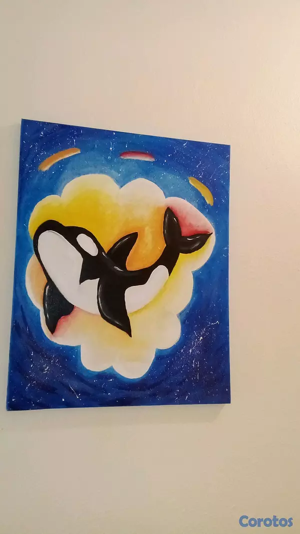 arte y antigüedades - Cuadro infantil de Orca hecho a mano 🧑‍🎨 4