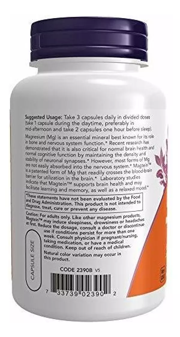 Salud y Equipamiento Médico - Magtein De Now, 90 Capsulas Veg 2