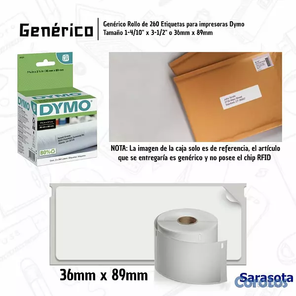 accesorios para electronica - Genérico Rollo de Etiquetas para Dymo Tamaño 1-4/1 2