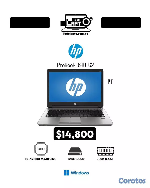 computadoras y laptops - LAPTOP HP PROBOOK 640 G2 i5 8gb ram 128 gb ssd 2