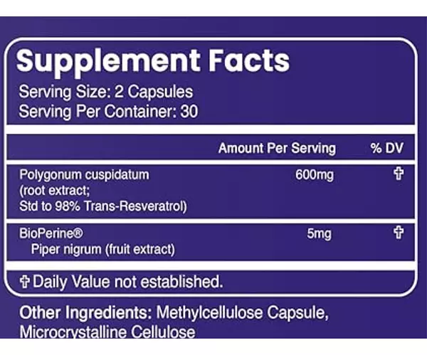 Salud y Equipamiento Médico - Resveratrol 600 Mg - 60 Cápsula 2