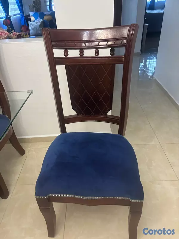 decoración y accesorios - juego de comemedor mesa de cristal cuadrado 4 silla  4