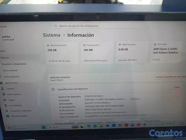 computadoras y laptops - Lenovo Yoga 6 Touch 2-en-1 | AMD Ryzen 5 | 8GB RAM 4