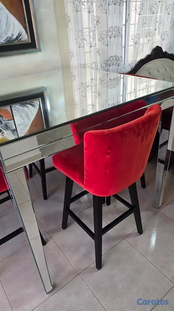 muebles y colchones - Comedor moderno tipo bar con acabado espejo y sill 4