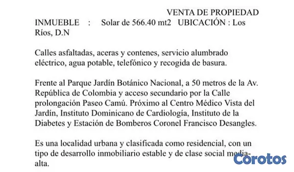 solares y terrenos - Se vende solar en los Ríos frente al jardín Botani 2