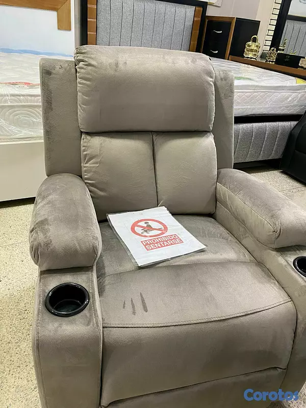 muebles y colchones - *SILLON RECLINABLE*
MODELO LV6141B-G
SOLO Color Negro 
 3