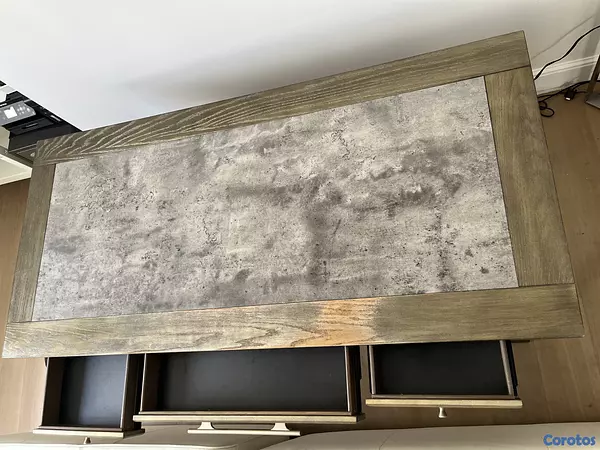 muebles y colchones - Vendo hermoso escritorio de madera con piedra. 6