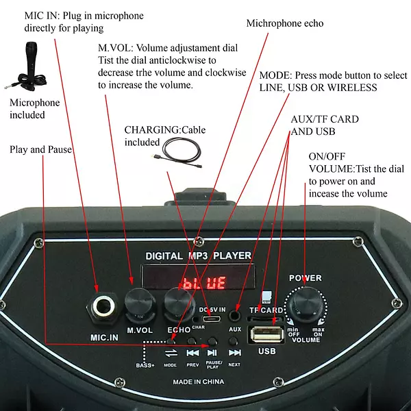 otros electronicos - Bocina de 8" Pulgadas Mediana + microfono + control karaoke.
 3