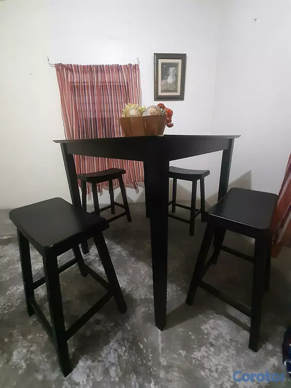 muebles y colchones - Comedor negro con 4 bancos 5