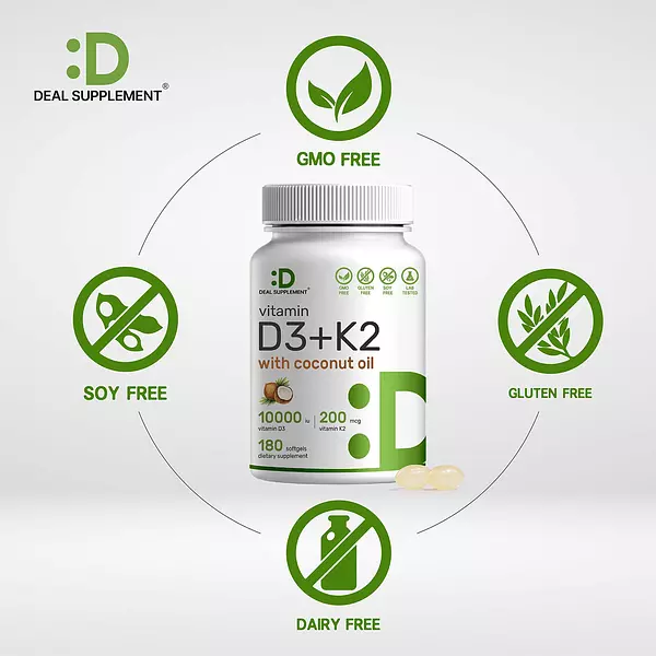 Salud y Equipamiento Médico - Vitamina D3 K2 10000 Ui Corazon Huesos Dientes 180 Capsulas 4