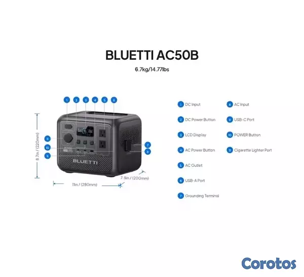 plantas e inversores -  Central eléctrica portátil BLUETTI AC50B |   700W 448Wh  5