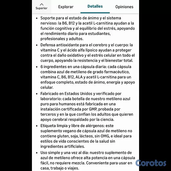 Salud y Equipamiento Médico - Azul Metileno en Capsulas 8
