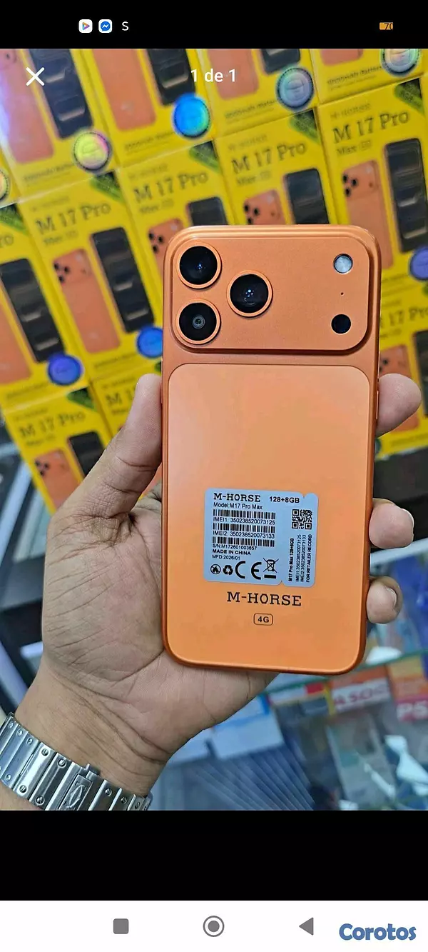 celulares y tabletas - M HORSE 17 PRO MAX DE 128GB +8RAM NUEVO SELLADO TRAE SU FORRO Y JANFRY  3