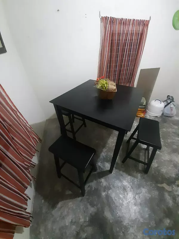 muebles y colchones - Comedor negro con 4 bancos 6