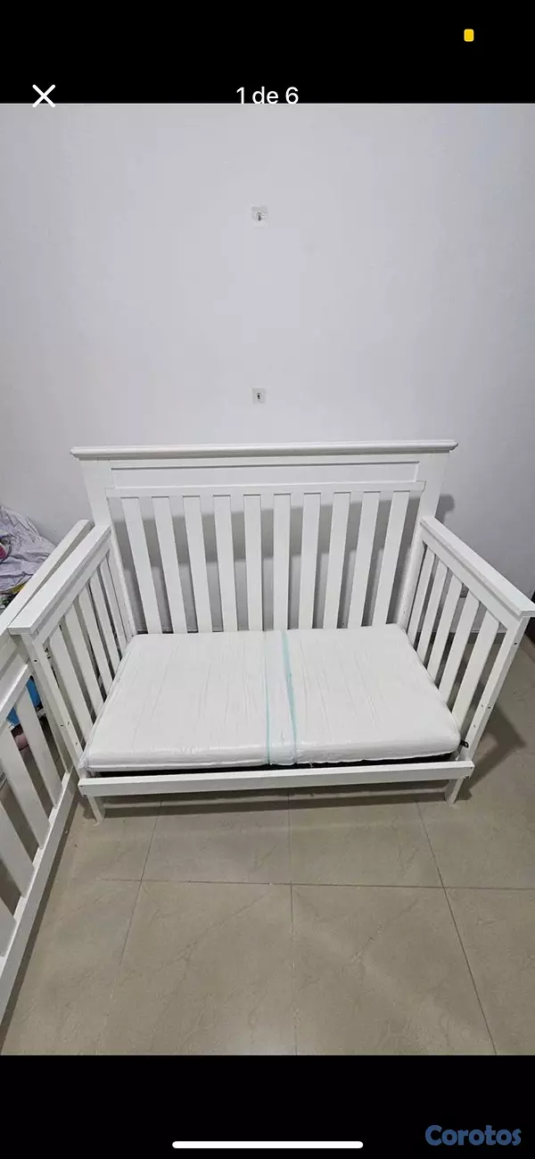 muebles - Cuna blanca 10/10 colchón incluido  3