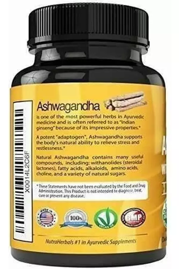 Salud y Equipamiento Médico - Polvo Orgánico De La Raíz De Ashwagandha 1200mg 120 Caps 2