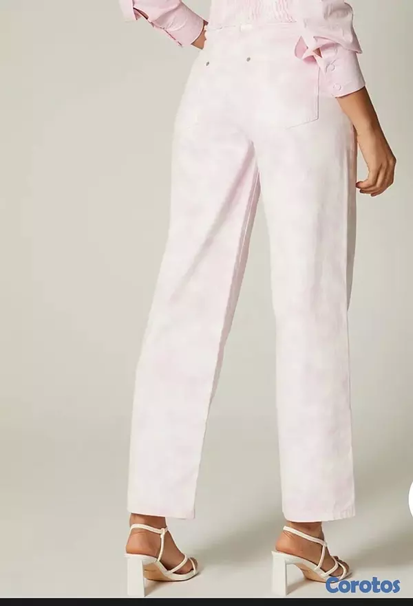 ropa para mujer - Jeans de Mujer blanco con rosado size 6, marca Colombiana Studio F 2