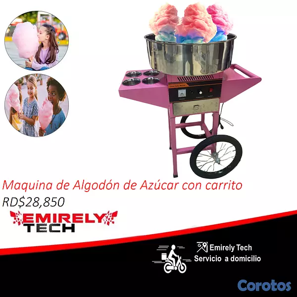 equipos profesionales - Maquina electrica de algodon de azucar con carrito 1