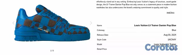 zapatos para hombre - Tenis: Louis Vuitton LV Trainer Damier Pop Blue 6