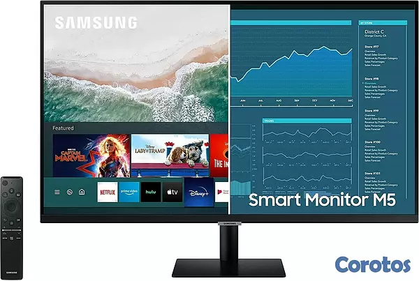 computadoras y laptops - MONITOR SAMSUNG 27" M5 SMART FHD, 60HZ, HDR, 16:9, 250 CD/M², PUERTOS: 2 HDMI 2 2