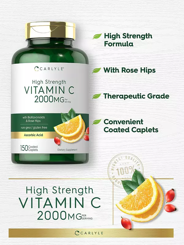 Salud y Equipamiento Médico - Carlyle Vitamina C 2000mg | Con Rosa Mosqueta | 300 Comprimi 4