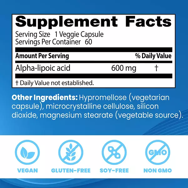 Salud y Equipamiento Médico - Acido Alfa-lipoico 600mg 60cap Doctor's Best 3