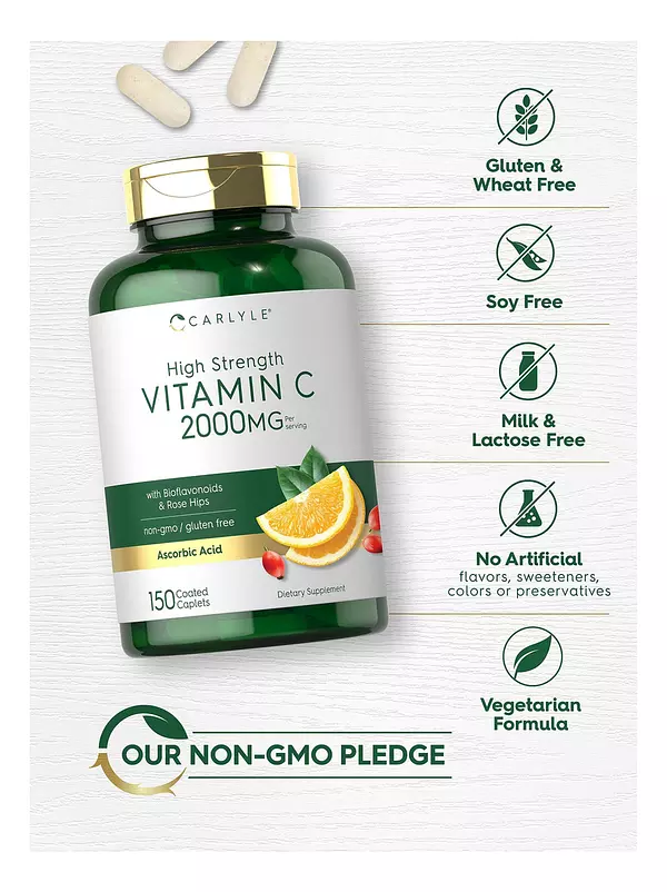 Salud y Equipamiento Médico - Carlyle Vitamina C 2000mg | Con Rosa Mosqueta | 300 Comprimi 5