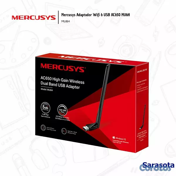 accesorios para electronica - Mercusys Adaptador Wifi 6 USB AC650 MU6H 3