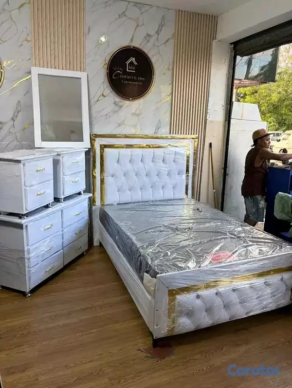 muebles y colchones - Juego de habitación tapizado completo con su colch 13