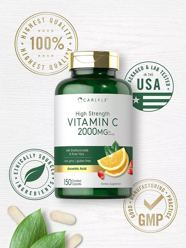 Salud y Equipamiento Médico - Carlyle Vitamina C 2000mg | Con Rosa Mosqueta | 300 Comprimi 6