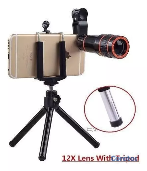 accesorios para electronica - Zoom 12x Lente Teleobjetivo Apexel 4 En 1 iPhone Htc Huawei 5