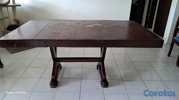 muebles y colchones - Juego de comedor 6 sillas con mesa en caoba centenaria 3