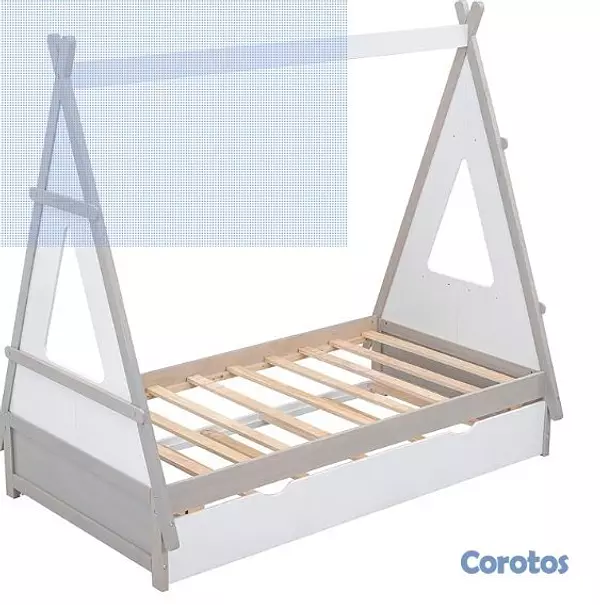 muebles y colchones - Cama de piso de madera de tamaño individual, con n 9