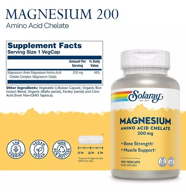 Salud y Equipamiento Médico - Magnesio Quelato 100 capsulas Solaray 2