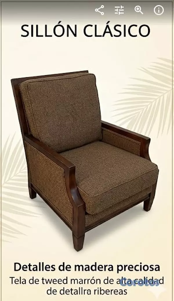 muebles y colchones - Butaca  tapizada  con ribetes de caoba  5