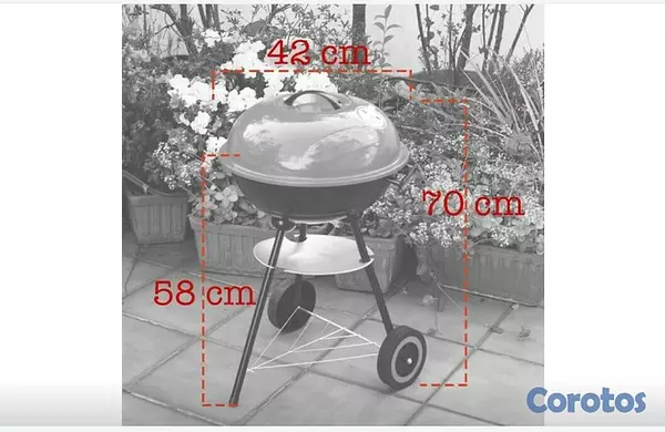 herramientas, jardines y exterior - Parrilla BBQ de carbon facil de transporte con ruedas 8