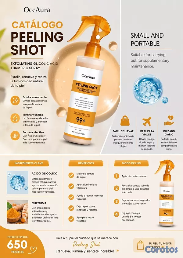 salud y belleza - Spray exfoliante de curcuma 6