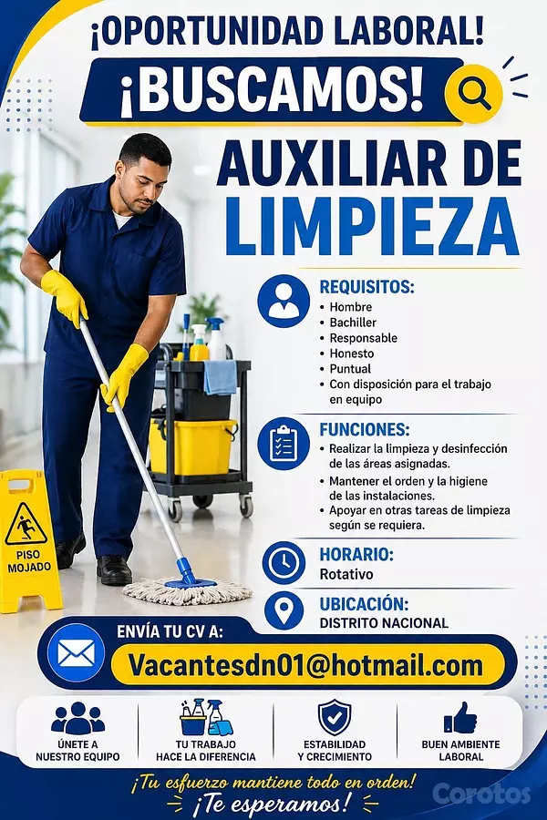 empleos disponibles - Auxiliar de Limpieza HOMBRE