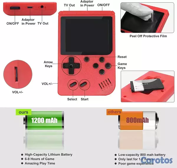 consolas y videojuegos - Consola Retro Game Boy SD-400N1 Con 400 Juegos Clásicos + Control 6