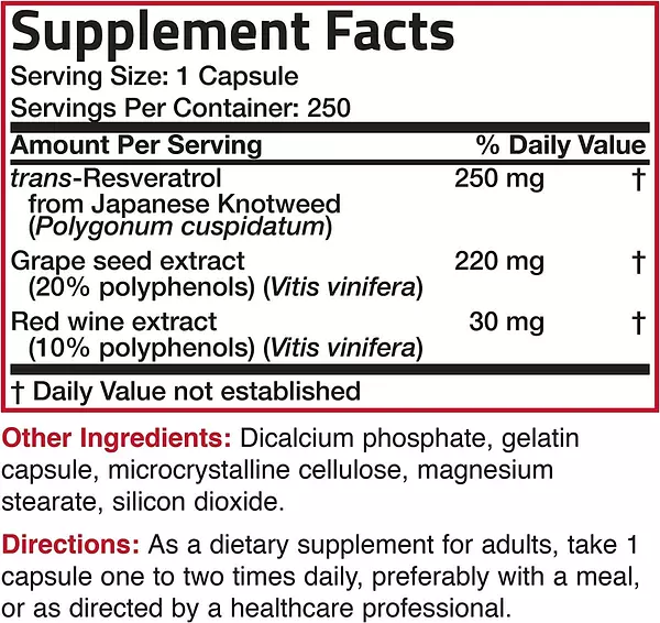 Salud y Equipamiento Médico - Resveratrol 500 Complex 250caps - - Unidad A $1488 2
