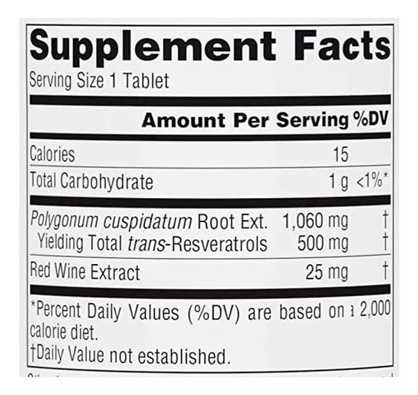Salud y Equipamiento Médico - Resveratrol 500mg 30 Tabletas - Unidad 2