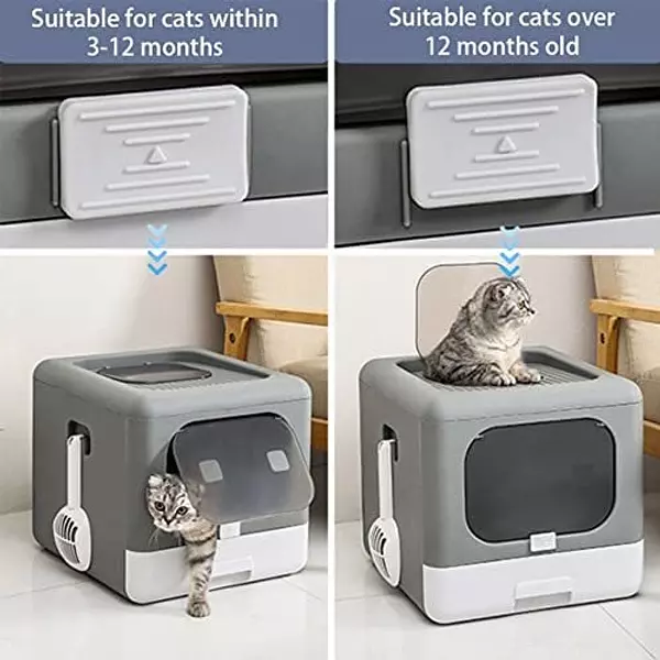 Salud y Equipamiento Médico - Caja De Arena Para Gatos Con Entrada Superior Con Tapa, Ca 4