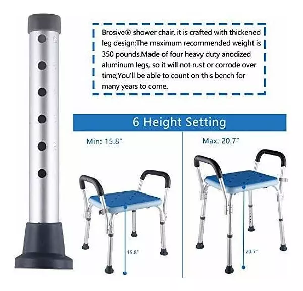 Salud y Equipamiento Médico - Silla De Baño Bancos De Ducha Banco Con Brazos 3